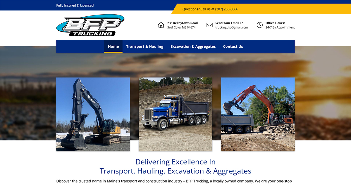 Maine Heavy Equipment Transports, Material Hauling, Trucking, BFP ...